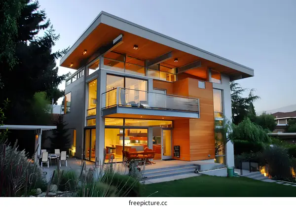 Modern Two Story House With Large Windows