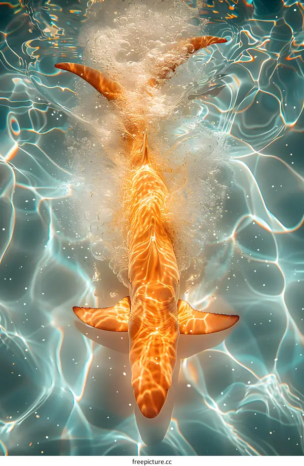 Golden Shark Underwater Sunlight