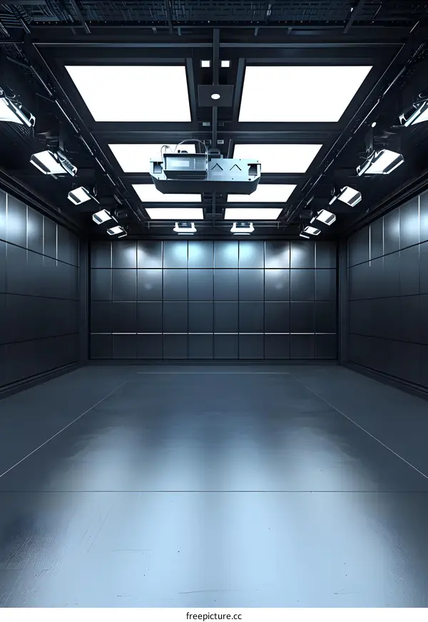 Empty Room with Projector and Spotlights
