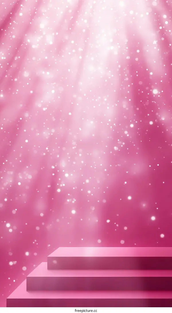 Pink Product Display Stage with Sparkling Background