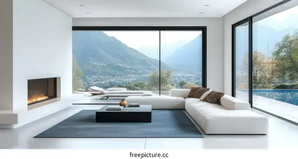 Modern Luxury Living Room with Mountain View