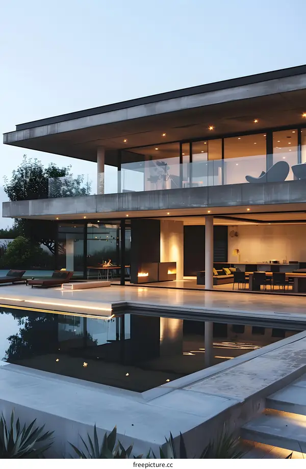 Modern Concrete House with Swimming Pool and Minimalist Design