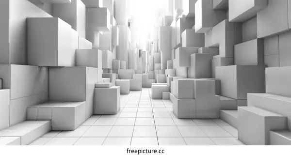 Abstract 3D Geometric Shapes White Minimalist Background