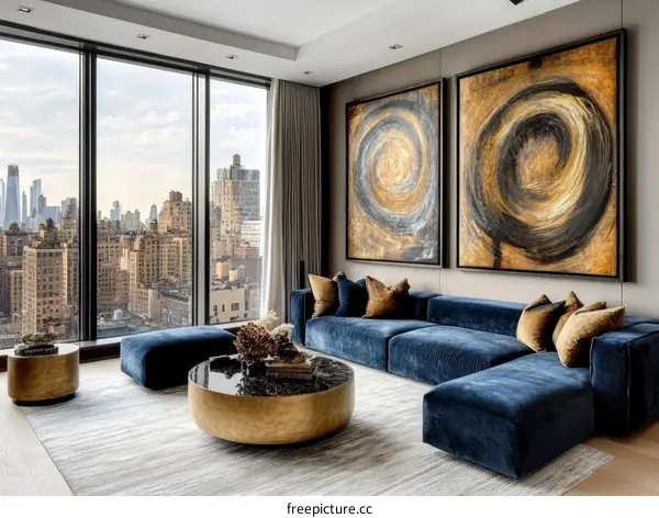 Modern Luxury Living Room with City View