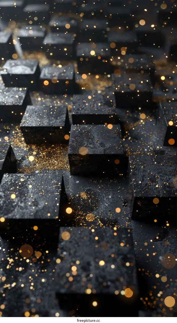 Black And Gold Abstract Cubes Background