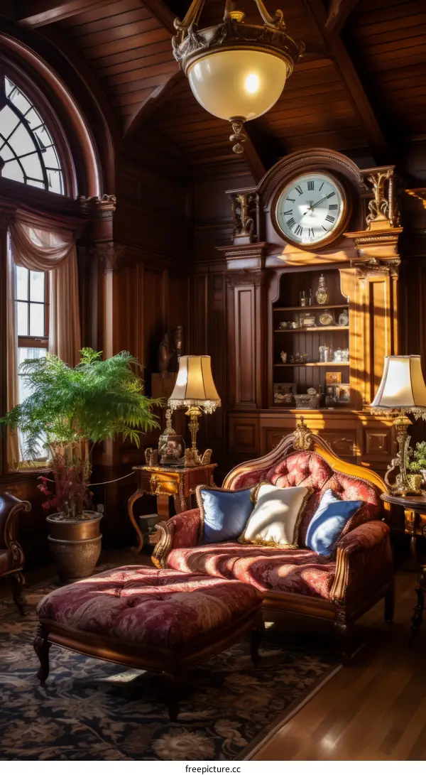 luxurious living room with vintage furniture