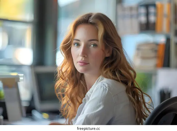 portrait of a young woman in a white shirt
