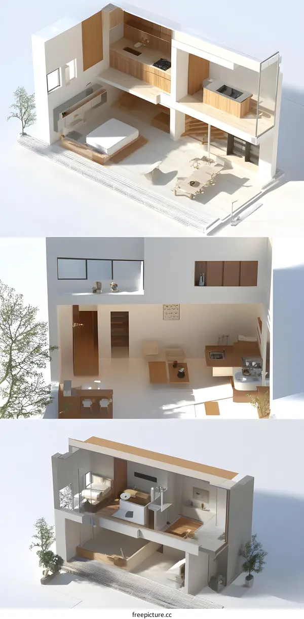 Modern Home Interior Design 3D Illustration