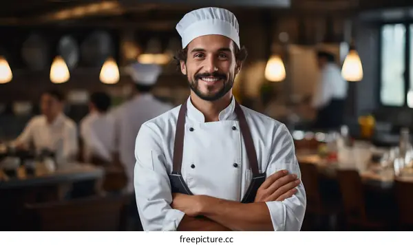 Portrait of a Smiling Chef in a Commercial Kitchen