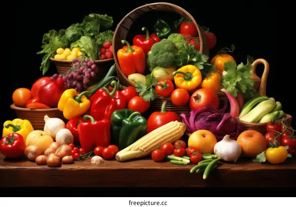 A cornucopia of colorful vegetables and fruits
