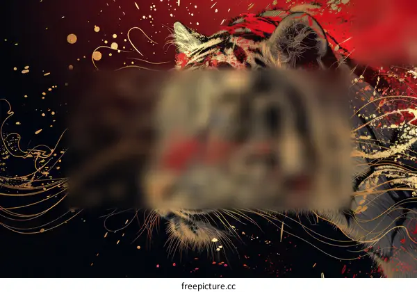 fierce tiger with red and gold background