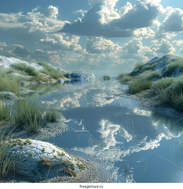 A Serene Lake with Distant Mountains Panoramic