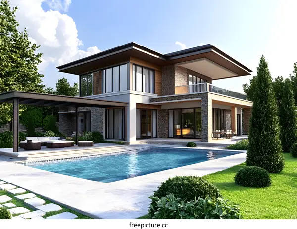 Modern Villa with Swimming Pool and Patio