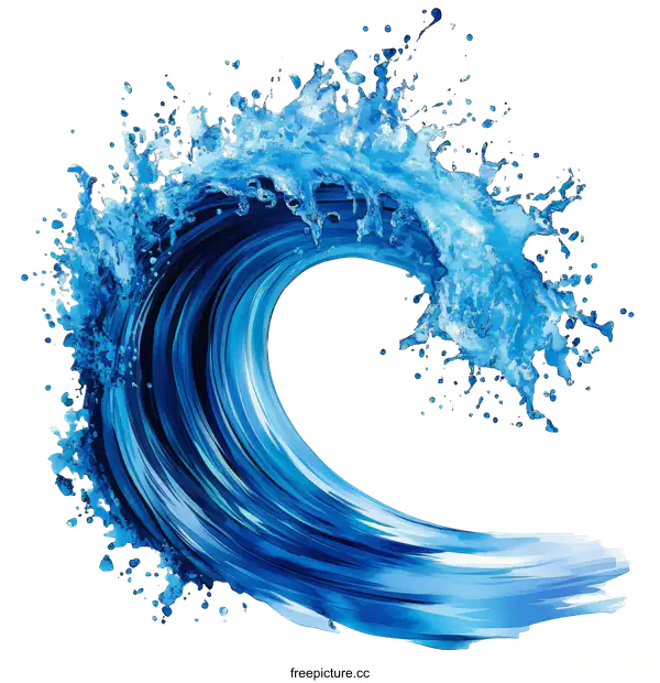 [Transparent Background PNG]Abstract Blue Wave Illustration