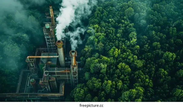 The factory is located in a forest