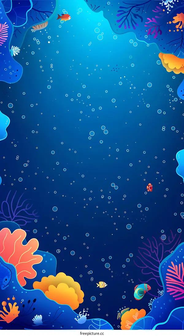 Underwater World Illustration with Coral Reefs and Fish