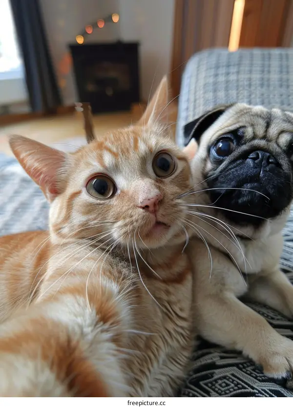 A Cat and Dog Selfie