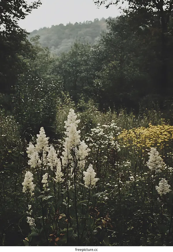 White Flowers Blooming in the Forest