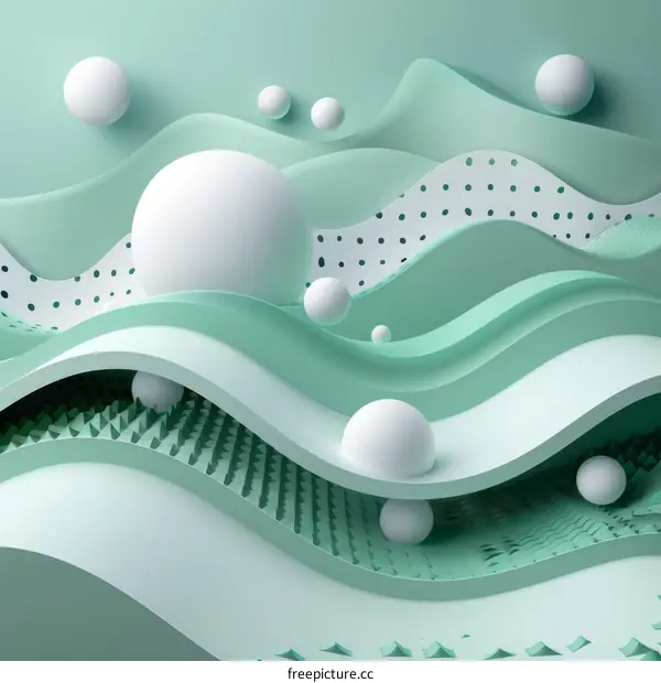 Wavy green and white abstract landscape