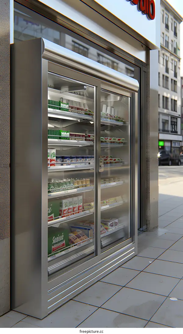 Stainless Steel Glass Door Refrigerator for Food Storage