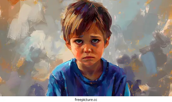 Portrait of a Sad Young Boy