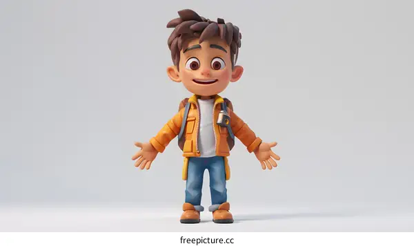 Cartoon Boy Ready for Adventure