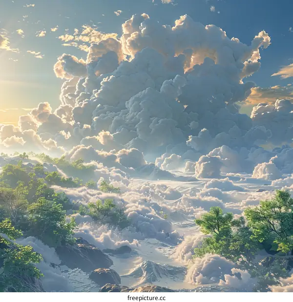 Mesmerizing Cloud Sea Over Forest and Mountain Peaks