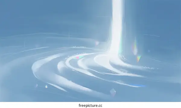 A Glowing Light Beam with Wavy Patterns in a Blue Background