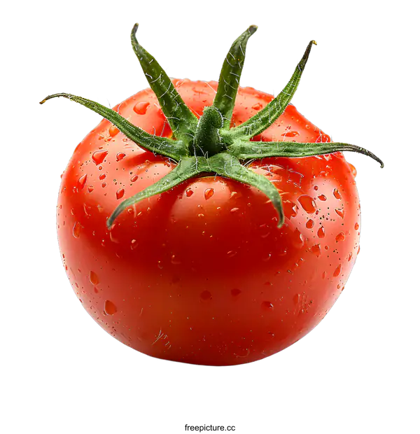 [Transparent Background PNG]Fresh red tomato with water droplets