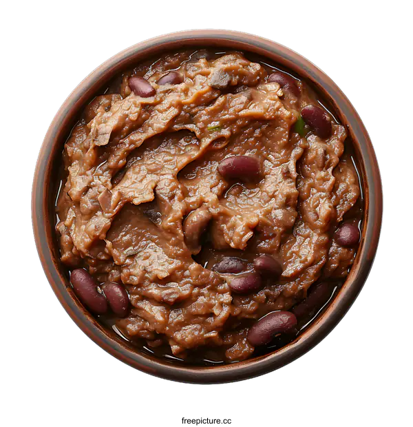 [Transparent Background PNG]Refried Beans in Bowl