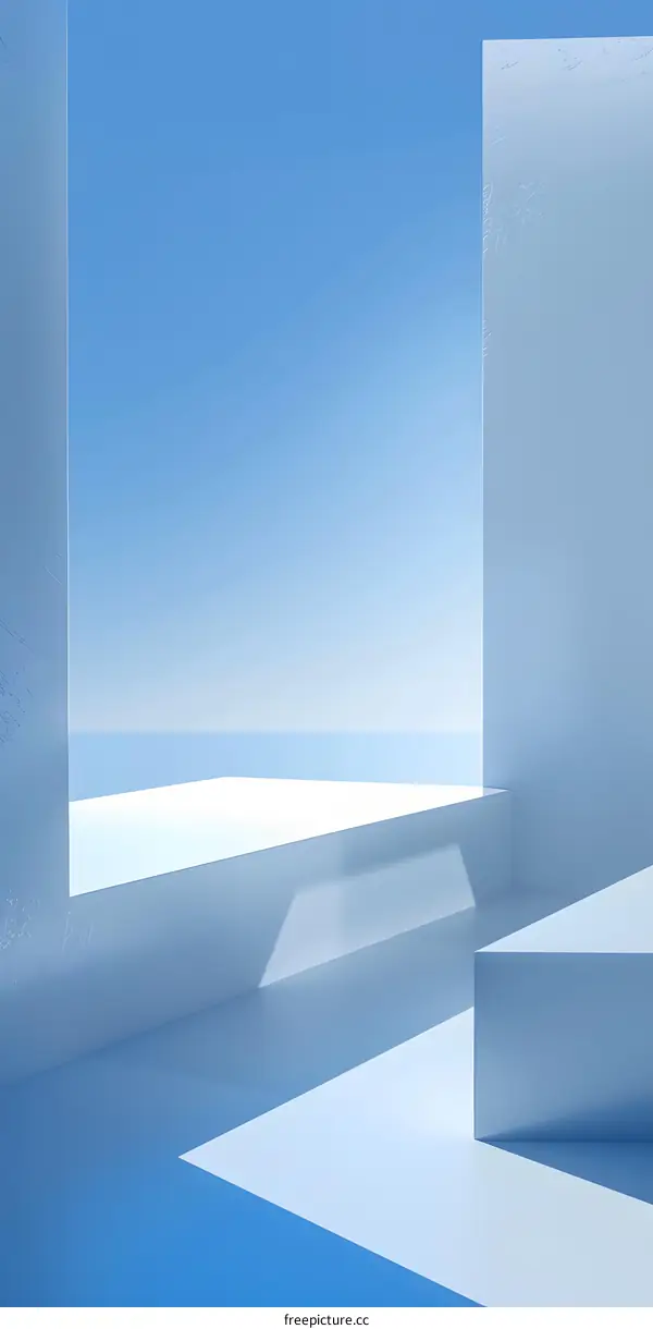 Minimalist White Architecture with Blue Sky Background