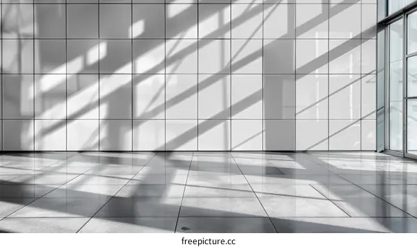 Geometric Patterns of Shadows on Tiled Floor and Wall in Perspective