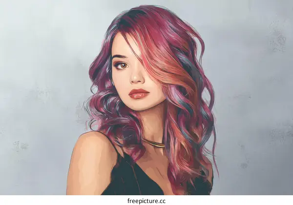 Portrait of a Woman with Vibrant Hair