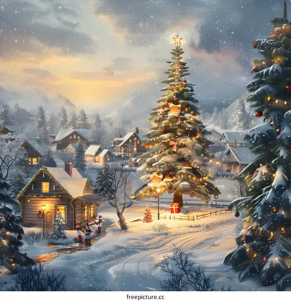 Christmas Eve in the Snowy Town