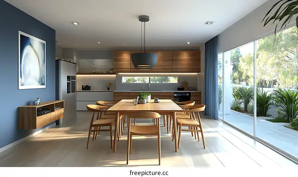 Modern Dining Area with Kitchen View
