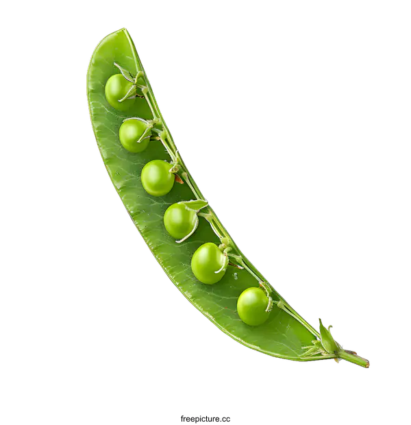 [Transparent Background PNG]Green Pea Pod with Peas Isolated on White Background