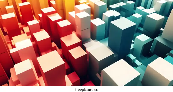 Abstract 3D Cityscape with Colorful Cubes