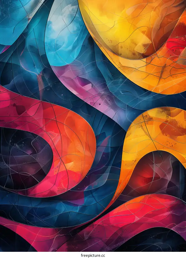 Abstract Colorful Intertwined Shapes