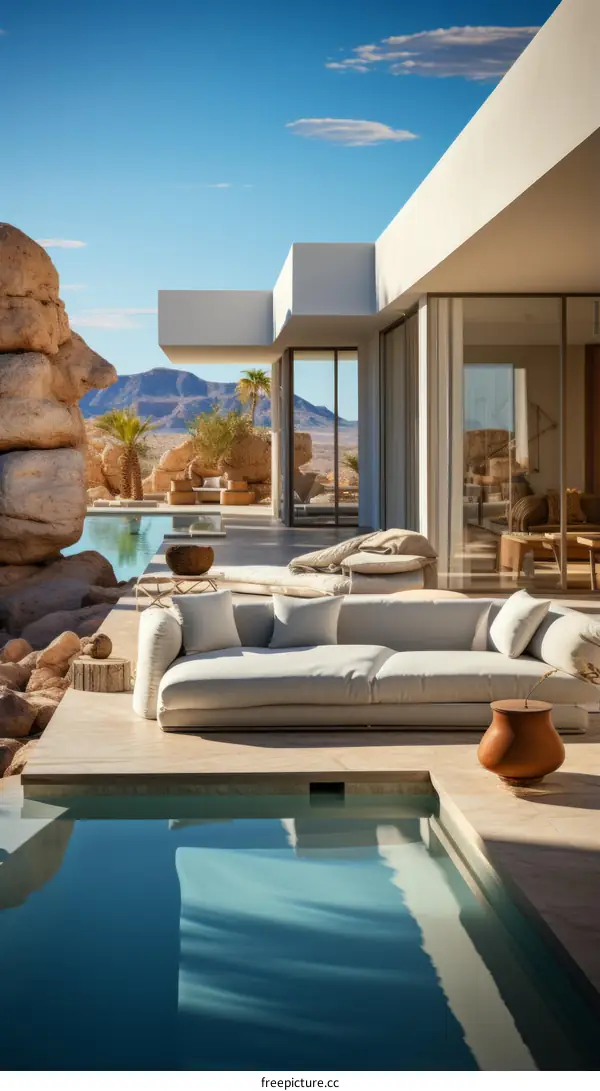Modernist Desert Home with Pool and Mountain Views