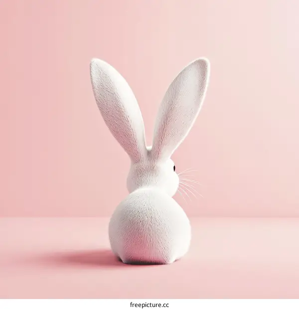 Cute White Rabbit Illustration on Pink Background