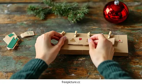 Woman Crafting a Christmas Advent Calendar