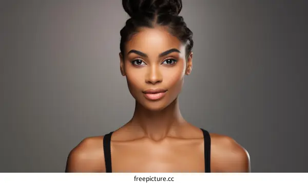 portrait of a beautiful young african american woman with a bun hairstyle
