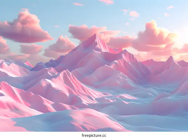 Pink mountains and clouds