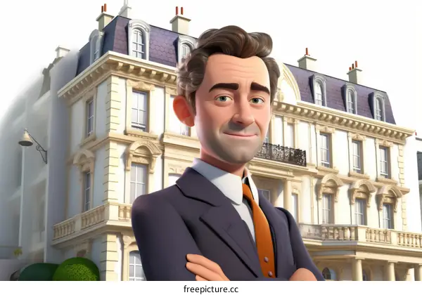 Real Estate Agent in Front of a Luxurious House