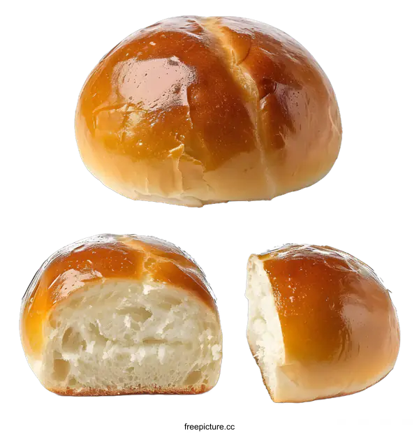 [Transparent Background PNG]Closeup of Soft and Delicious Bread Roll