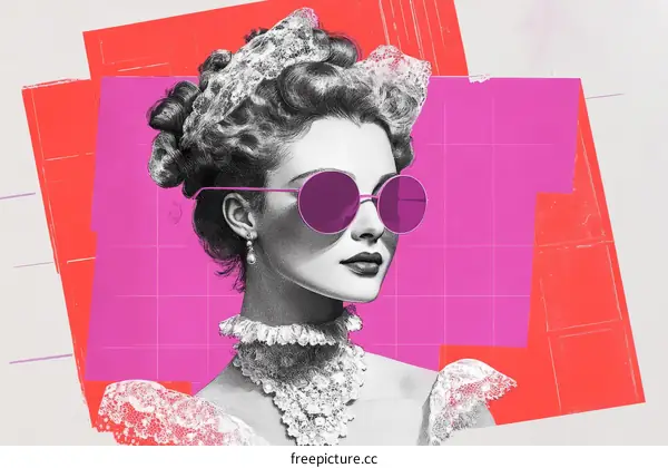 Stylish Vintage Woman with Trendy Sunglasses