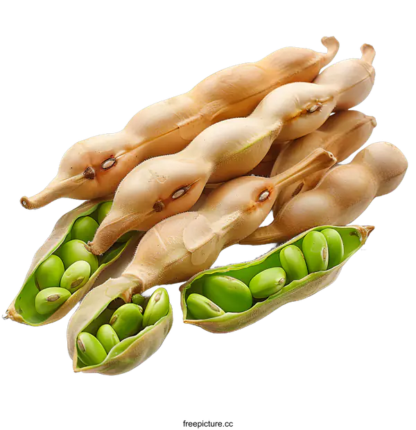 [Transparent Background PNG]Fresh green chickpeas isolated on a white background