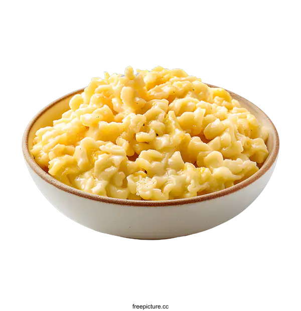 [Transparent Background PNG]Bowl of Macaroni and Cheese Isolated on White Background