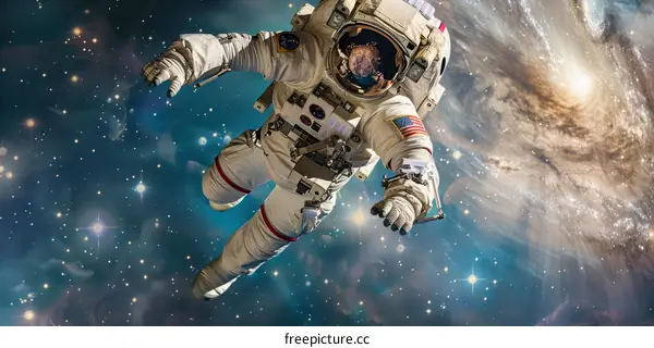 Astronaut in Space with Stars and Nebula