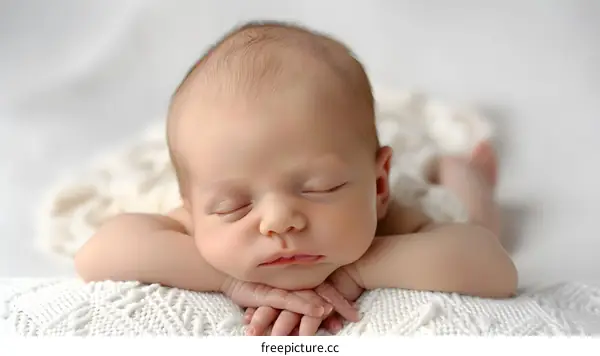 newborn baby sleeping on a white blanket